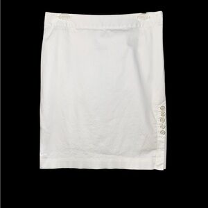 White House Black Market White Pencil Skirt Button Accent Lined Side Zip Women 4
